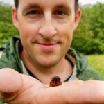 scientist holding cicada